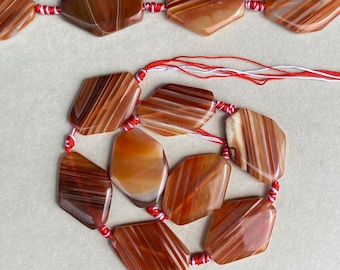 Natural light brown grey banded agate irregular bead strand semi translucent boho jewelry design DIY statement necklace material