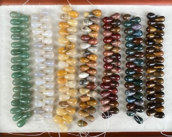 Natural fancy jasper teardrop beads agate drop pendant beads for earrings 10×16mm smooth gemstone bead strand jewelry making multicolor