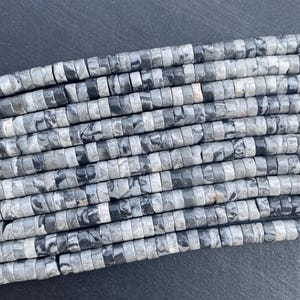 Map Jasper Natural Stone Bead Strand for Jewelry Making, Polished Disc Spacer Beads for Bracelets and Necklaces, Earth Tone Gemstone