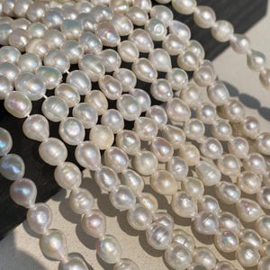 Perlas barrocas naturales de agua dulce, hilos irregulares para joyería DIY, blanco nacarado, nuggets grandes, perforado lateral