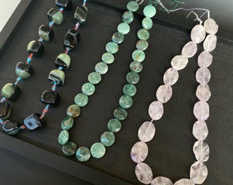 Naturstein Perlen für DIY Schmuck – Lavendelamethyst, Afrikanischer Jaspis oder gemischter Achat – Boho Stil Bastelperlen Heilstein Mix