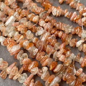 Natuurlijke Arusha zonnesteen 4-11 mm chips kralen streng goudkleurige glitter veldspaat edelsteen voor doe-het-zelf boho sieraden armband ketting