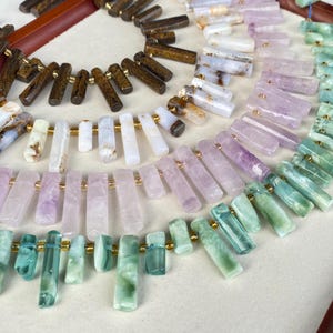 Natural Gemstone Stick Beads Strand for Boho Jewelry Making DIY Projects Crystal Healing Beads Mixed Stones for Chakra Necklace Crafts