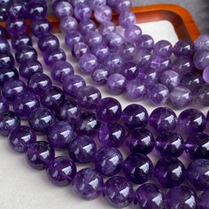 Natuurlijke amethist ronde kralen diep paars en lavendel 16mm 14mm edelsteen streng voor sieraden maken ketting armband