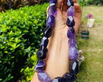Uruguay Amethyst Nuggets Deep Purple Large 16–20mm Irregular Faceted Gemstone Beads with Hole for Jewelry DIY
