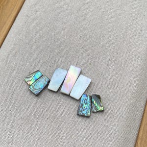 天然アワビ貝の長方形ビーズセット、虹色に輝く真珠貝のロッド、ネックレスDIYジュエリー、モダンミニマリストデザイン 画像 11