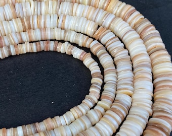 Natural Shell Heishi Beads, Flat Disc Spacers, Ultra Thin Boho Beads for DIY Jewelry Making, Summer Beach Style Bead Set