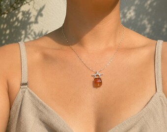 Fluorite Cube Pendant Necklace | Natural Crystal Jewelry | Handmade Fluorite Stone Gift | Minimalist Healing Necklace