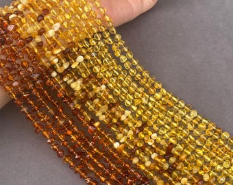 Natural Amber Nugget Beads in Cognac Honey and Butterscotch Colors for Jewelry Making Boho Designer Style Organic Gemstone Strand