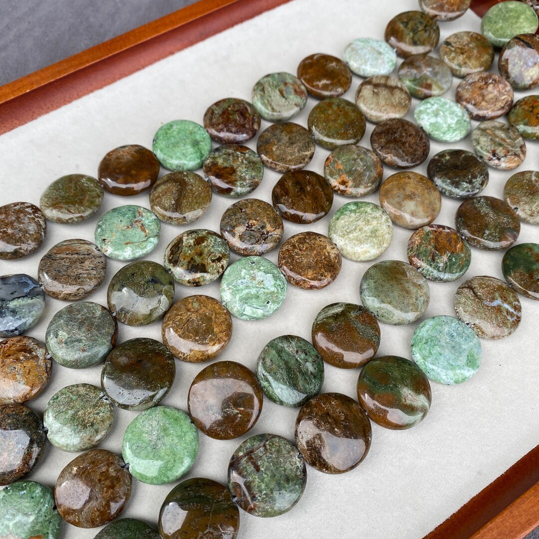 Ocean Jasper Coin Beads Natural Pattern Gemstone Strand for Jewelry ...