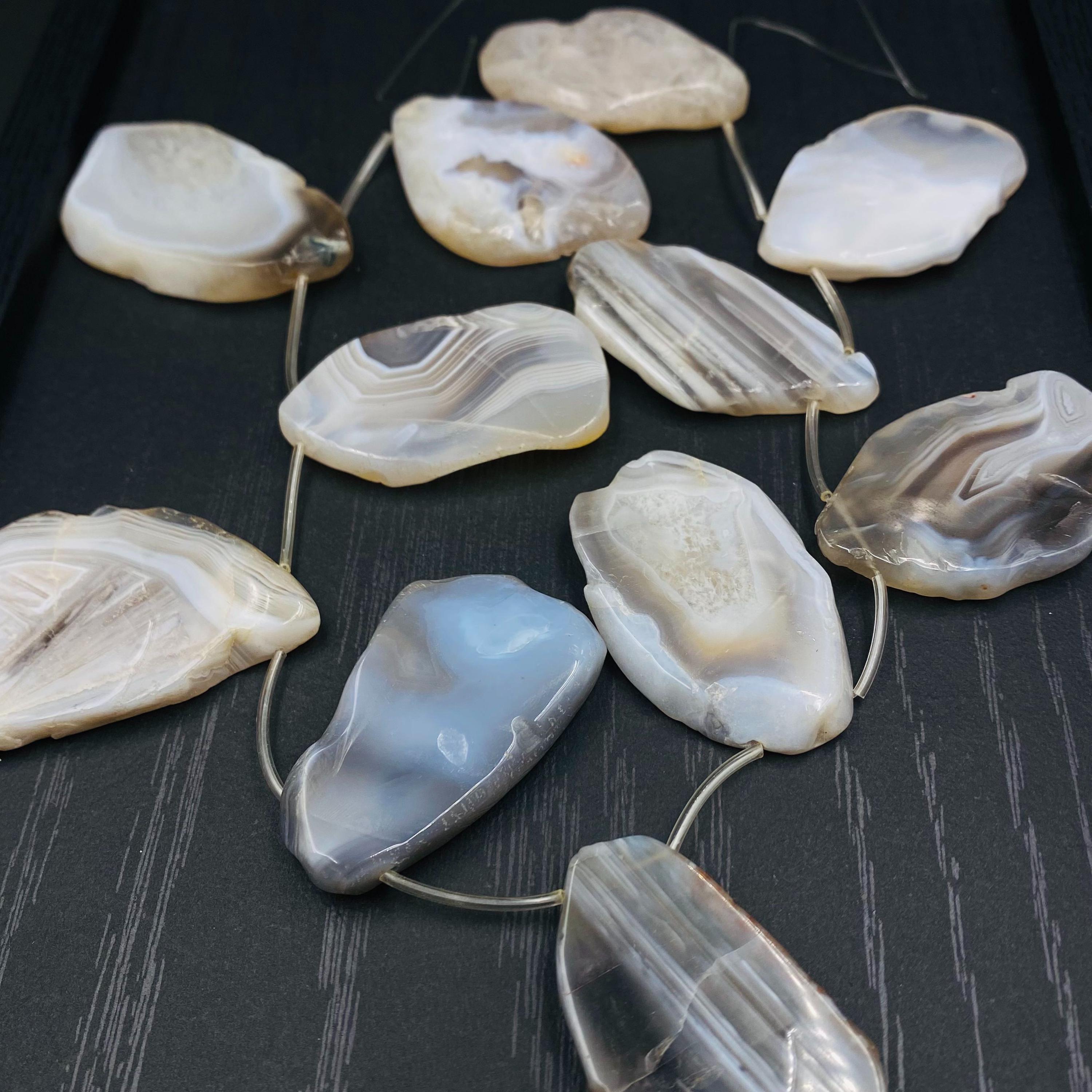 Tranche D'agate Naturelle Polie Avec Support En Bois - Provenance Familiale