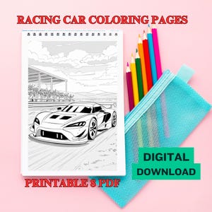 Printable Race Car Coloring Pages for Kids | Car Themed Coloring Activities | Instant Download for Boys and Girl