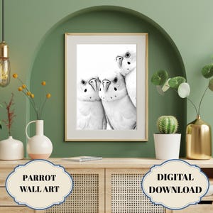 Wellensittich Wellensittich Art Printable, Digitaldrucke, Wellensittich Poster, Wellensittich Poster, Vogel Wohnzimmer Dekor, Tropischer Vogel