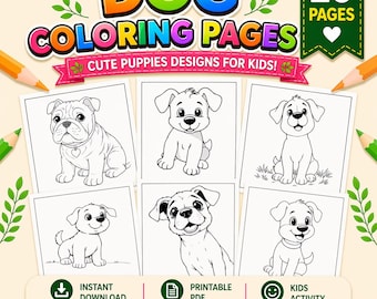 Afdrukbare hondenkleurplaten, puppyontwerpen voor kinderen (20 pdf)