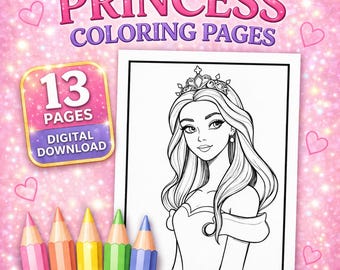 Princess Coloring Pages For Kids, Princess Printables Sheets, Cute Fairy Tale Princesses,  Girls Coloring Pages, Digital PDF Coloring