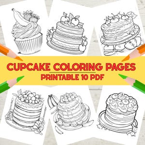 Cupcake Coloring Page for Kids, Printable Dessert Coloring Sheet, Kawaii Cupcake Digital Download, Fun Cupcake Activity for Birthday Party
