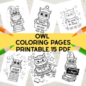 Printable Owl Coloring Page for Kids, Fun Owl Coloring Sheet, Forest Animal Coloring Sheets, 15 PDF Activity Sheet Download