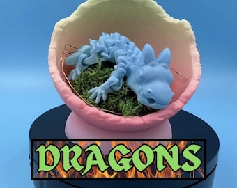 Tana del drago mix-and-match con drago (nido, uovo, piattaforma, supporto, luci, illuminazione)