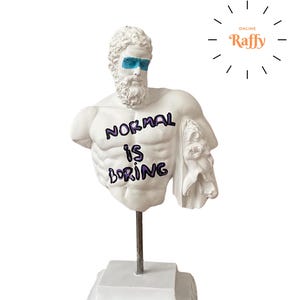 Pop Art Hercules Sculpture: 13&quot; Resin Statue on Iron Base