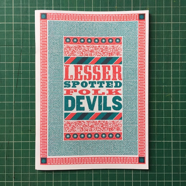 Lesser Spotted Folk Devils illustrated zine, masks, folklore, satire