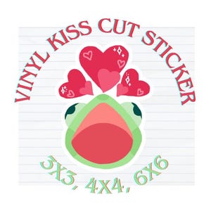 Kermit Hearts Sticker, Perfect for Laptop Decor, Gifts for Friends, Cute Stationery, Frog Lovers, Valentine&#39;s Day