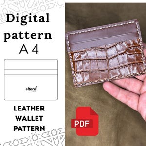 Patrón PDF de billetera de cuero, plantilla de tarjetero minimalista, plantilla simple,