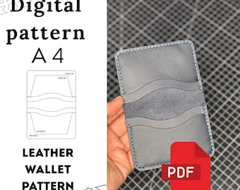 Leather Wallet PDF Pattern,  Minimalist Design, temlate portefeuille,