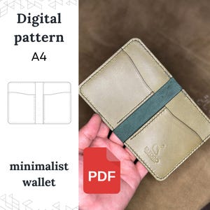 Patrón de billetera de cuero, Patrón de billetera PDF, Patrón de tarjetero, Patrón PDF de billetera de cuero minimalista de dos bolsillos, Patrón de billetera hecha a mano,