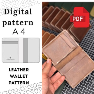 Leather Wallet Pattern, Card Holder Pattern PDF, Minimalist template,