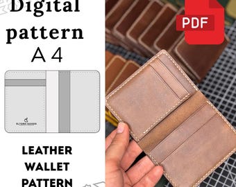 Leather Wallet Pattern, Card Holder Pattern PDF, Minimalist template,
