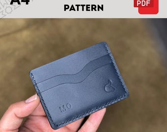Patrón de cartera de cuero minimalista, tarjetero plegable, plantilla de cartera minimalista,
