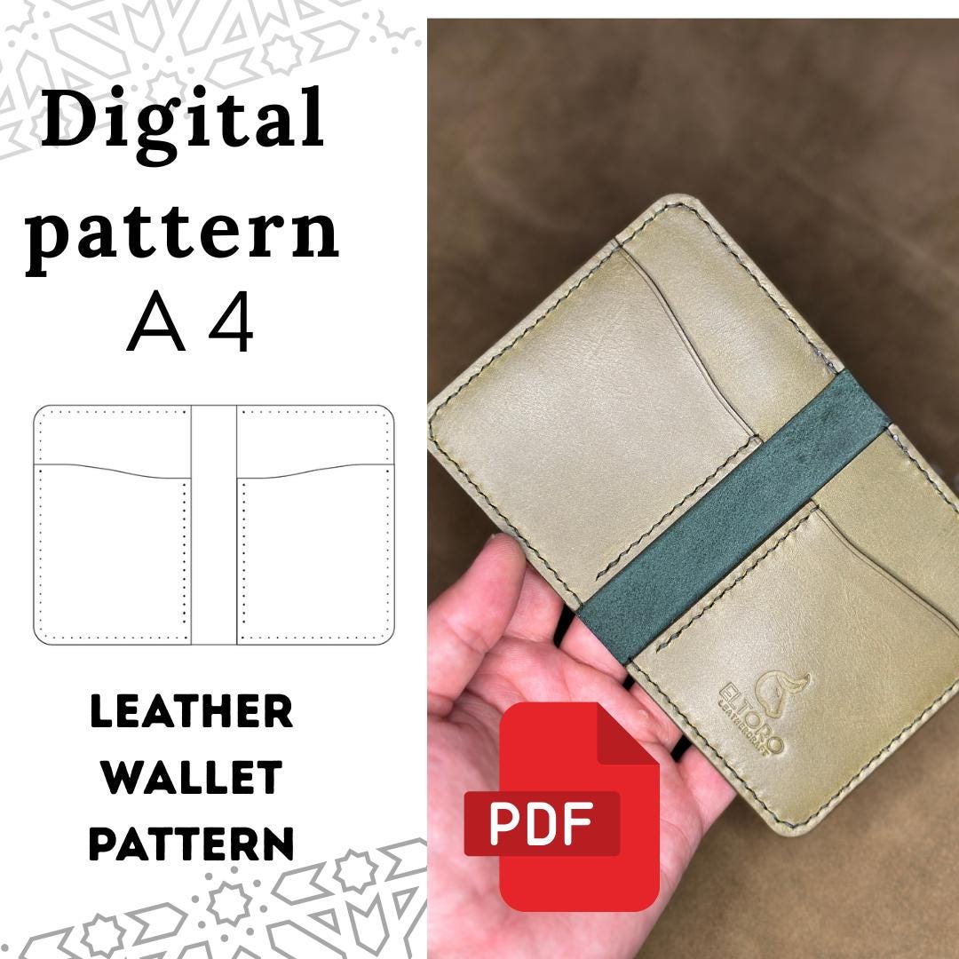 Leather Card Holder Pattern PDF, Minimalist Wallet, DIY Template, - Etsy