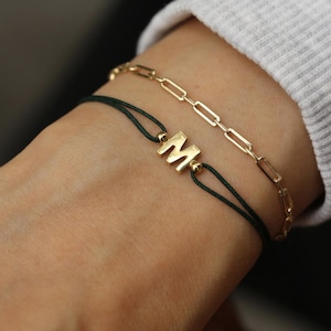 14k Solid Gold Diamant Initial Armband / Diamant Namen Armband / Minimalistische Diamant Armbänder für Frauen / personalisiertes Geschenk für Sie