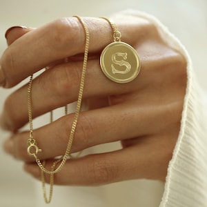 14k Gold Initial Necklace: Personalized Letter Pendant