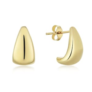 14k Solid Gold Teardrop Earrings • Earring for Mothers • Chunky Dome Hoop Earrings • Gifts For Her • Mother&#39;s Day Gift Idea Gold Earrings
