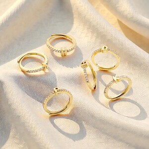 Zircon Initial Letter Ring for Women, Gold & Silver Adjustable Personalized Ring, A–Z Jewelry Gift