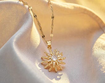 Sun Necklace Gold: Dainty Celestial Pendant in Stainless Steel