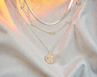 Layered Pendant Necklace for Women, Multi-Layer Gold & Silver Chains, Dainty Everyday Jewelry
