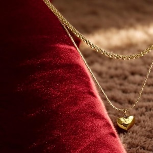 Red Heart Pendant Necklace | Gold Color | Sweet Gift