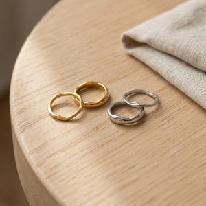 Ripple Wave Ring, Stainless Steel Stackable Band | Minimalist Chunky Rings Set for Women