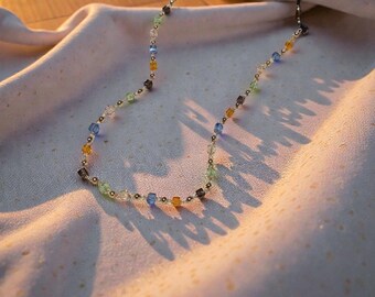 Colorful Bead Necklace for Women, Handmade Boho Beaded Jewelry, Summer Gift