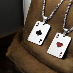 Collier de cartes de poker | Pendentif unisexe | Accessoires tendance pour femmes et hommes