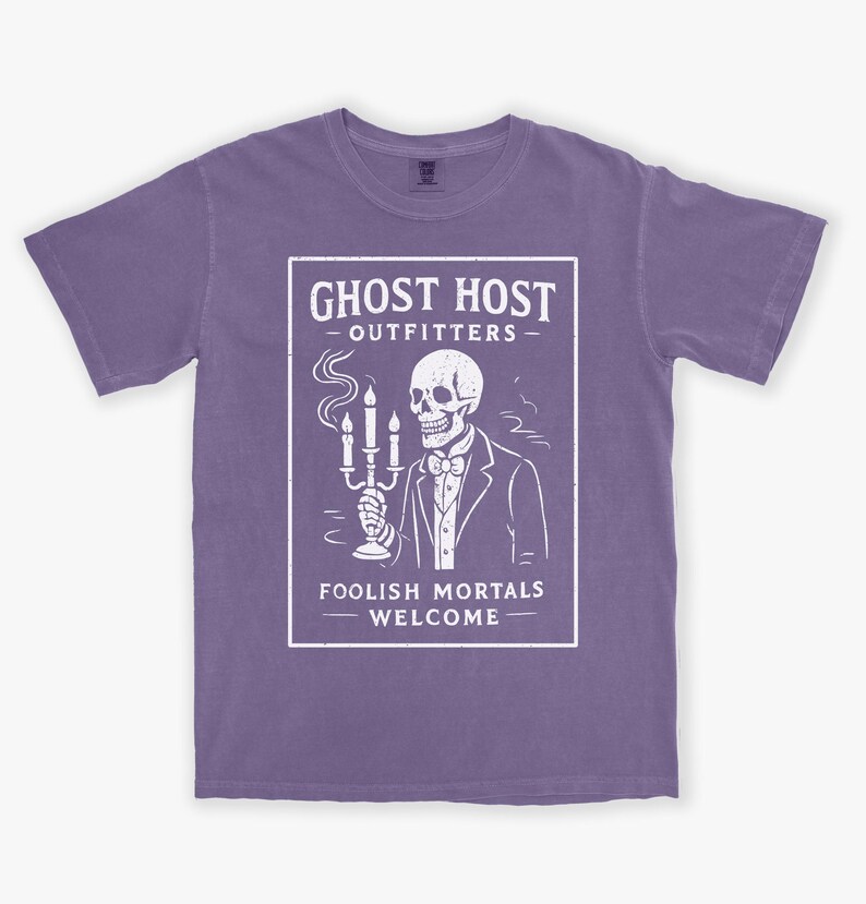 Haunted Mansion Vintage Vibe Tee, Distressed Comfort Colors T-shirt, Unisex Garment-Dyed Shirt Grape