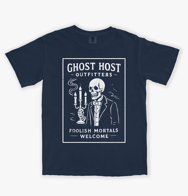 Haunted Mansion Vintage Vibe Tee, Distressed Comfort Colors T-shirt, Unisex Garment-Dyed Shirt True Navy