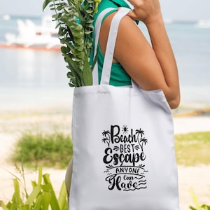 Jute bag beach bag Beach Escape – cotton shopper, fabric bag, sustainable bag, summer bag, gift idea, shopping bag