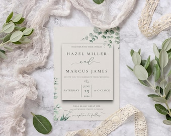 Elegant Wedding Invitation Template | Editable Canva Invitation | Customizable Digital Wedding Card Design