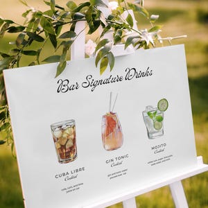 Wedding Bar Menu Sign Template, Signature Drinks Canva Menu Sign, His And Hers Drinks, Instant Download