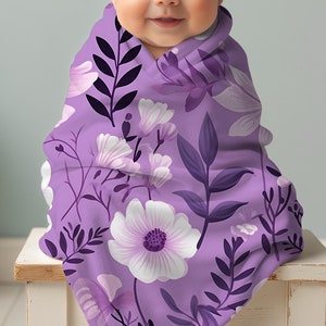 Soft Floral Fleece Baby Blanket: Purple Nursery Decor (30″ × 40″)
