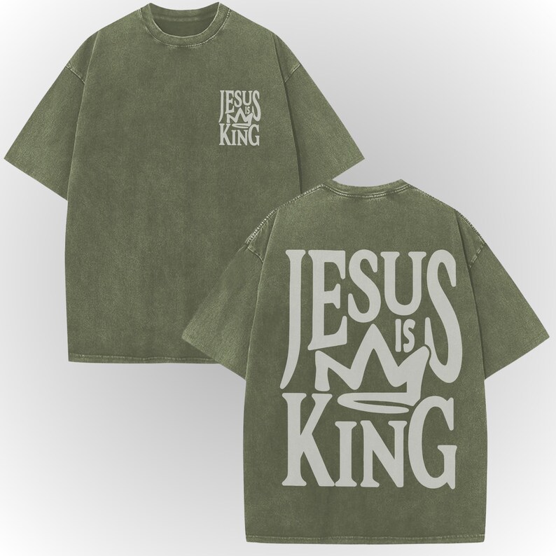 A green t-shirt with white text on the back.