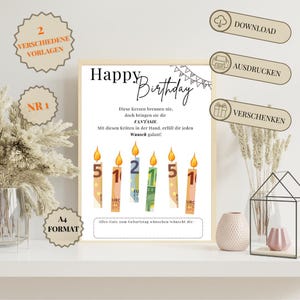 Geldcadeau voor verjaardag, creatieve geldsjabloon om te downloaden|Last-minute cadeau|Wensvervullende poster|Originele verjaardagskaart|Wensen